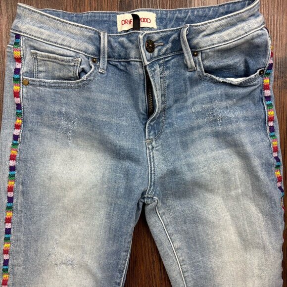 Driftwood Jackie Skinny Jeans Light Wash rainbow stripe Women’s Size 26 - Picture 3 of 11